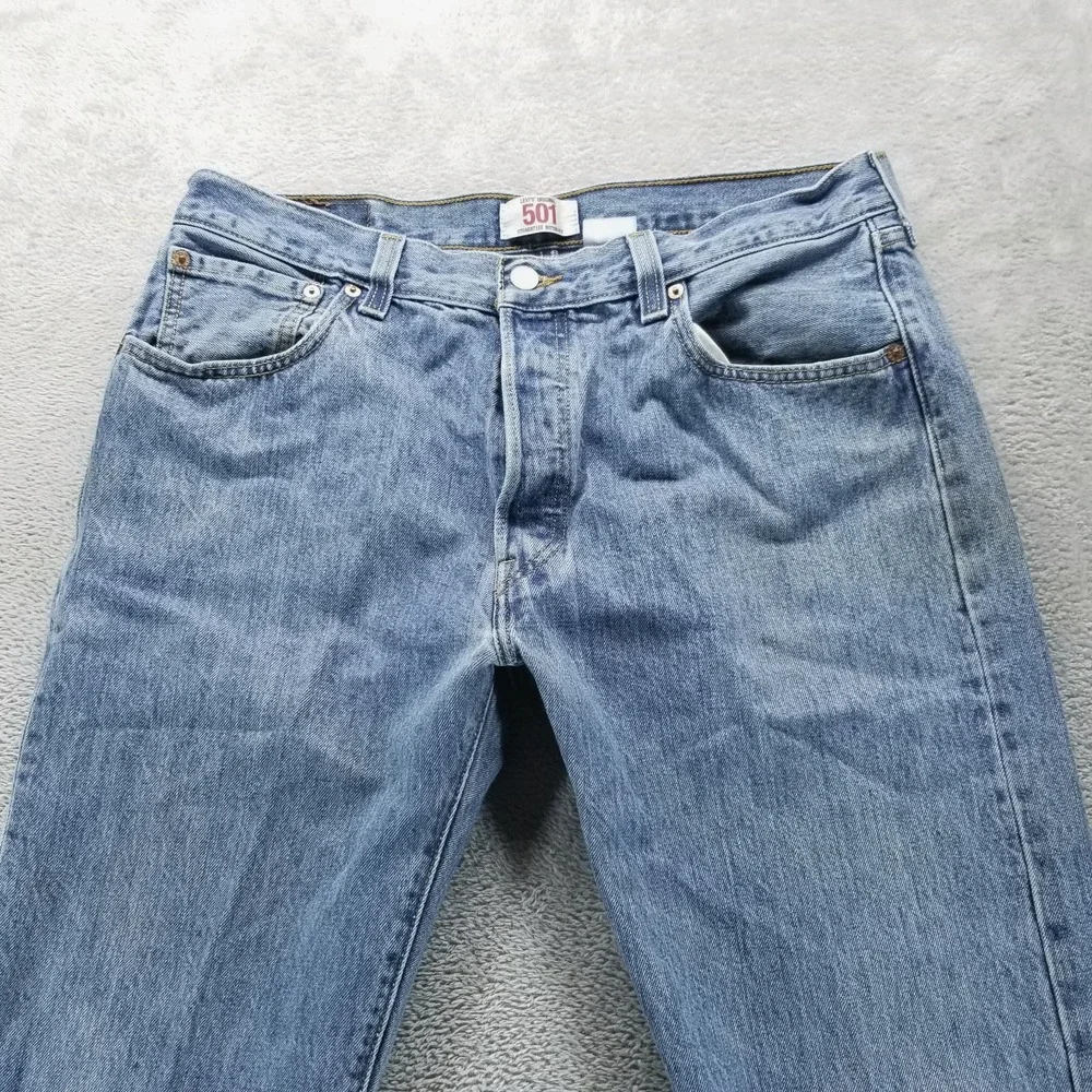 Levis 501 Jeans Mens 36x29 Blue Straight Button Fly Mid Rise‎ Medium Wash Y2K